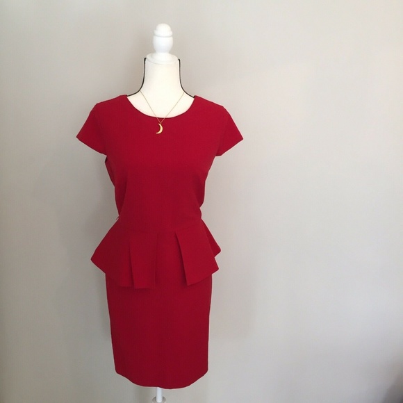 Worthington Dresses & Skirts - Worthington Belted Peplum Rumba Red Dress Size 14